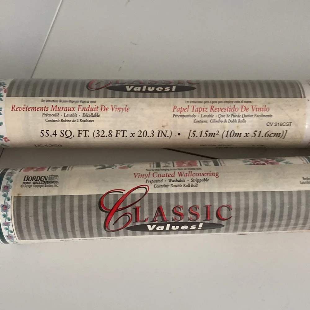 Vintage Borden Wallpaper Vinyl Coated 2 Double rolls